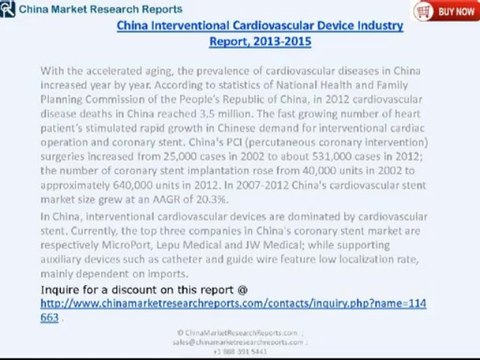 China Interventional Cardiovascular Device Industry Report 2015