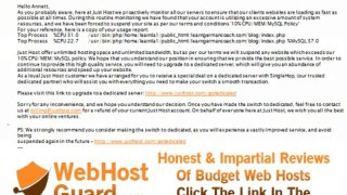 Justhost Web Hosting Account Suspended