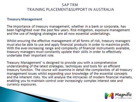 Sap Trm/Treasury Placements Supporters@magnifictraining.com