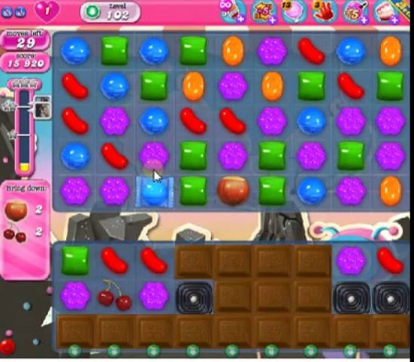 Candy Crush Saga Niveau 102 - 2 étoiles sans booster