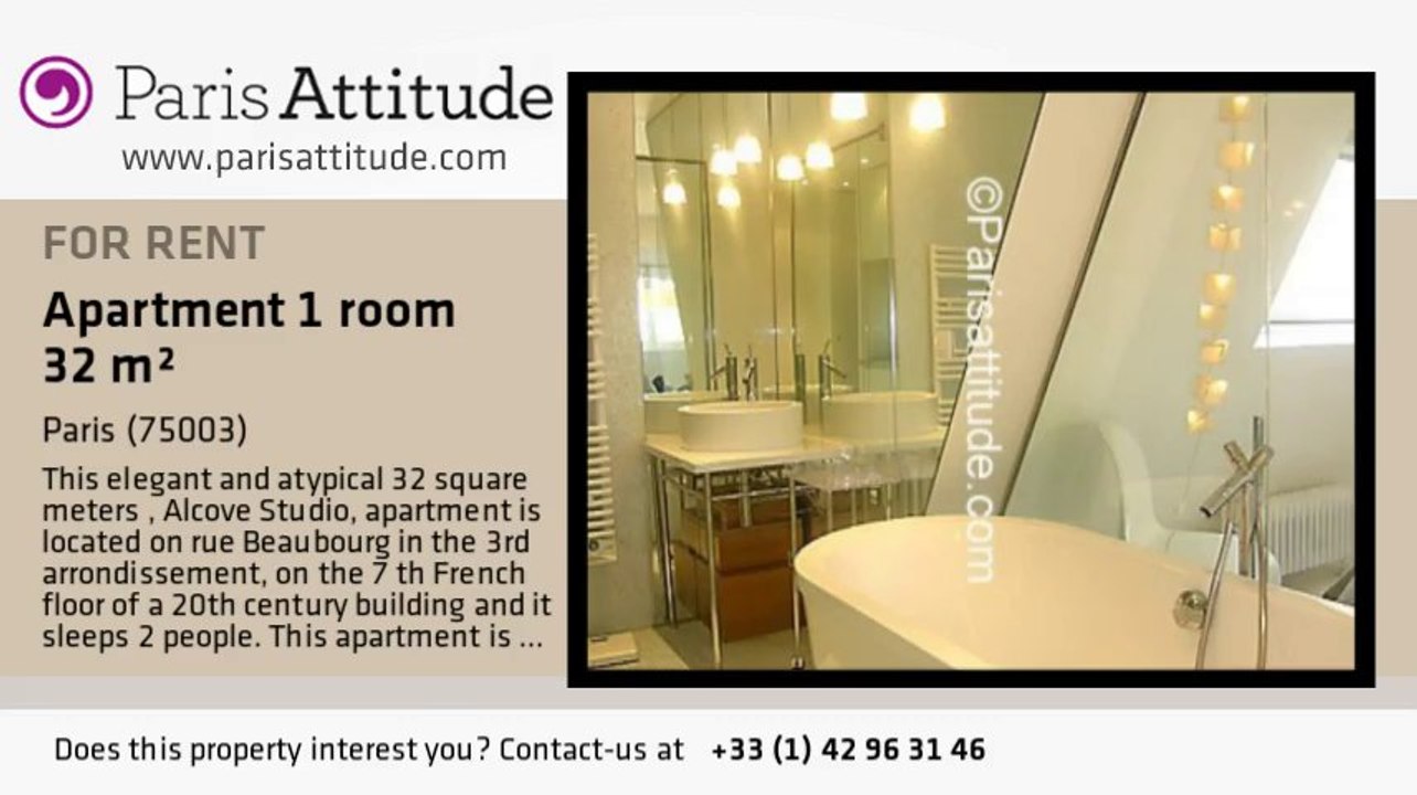 Alcove Studio Apartment for rent - Centre George Pompidou, Paris - Ref. 5406
