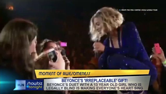 Beyonce chante en duo avec une de ses fans aveugle de naissance! Beau...