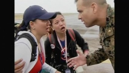 Typhoon survivors desperate to evacuate