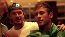 Neymar i Luiz robią sobie zdjęcie z Beckhamem