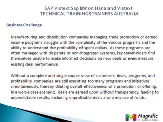 SAP Vistext/BW on Hana and Vistext Professional Training@magnifictraining.com