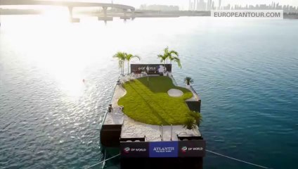 Compétition de GOLF à DUBAI... Hors du commun, un GREEN en pleine MER.