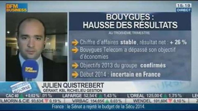 Ouverture en hausse de Bouygues après sa publication trimestrielle: Julien Quistrebert dans Intégrale Bourse - 14/11