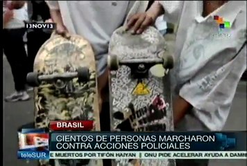 下载视频: Cientos de brasileños marchan contra medidas policiales violentas