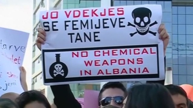 Albanians protest request to destroy Syria's chemical weapons