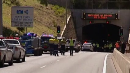 CCTV shows truck hitting tunnel roof in Sydney