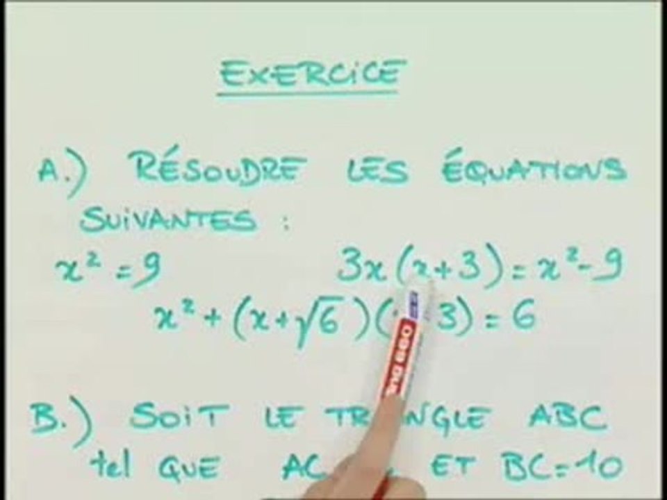 Résolution d'équations de degré supérieur à 1 - Exo 1 (1/2)
