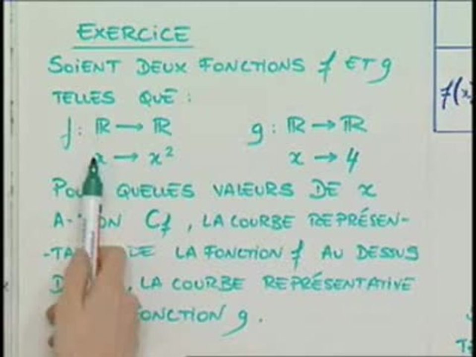 Utilisation des inéquations dans l'étude des fonctions - Exo 1 (1/3)