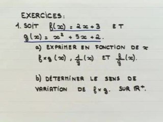 Le produit de fonctions - Exo 1 : énoncé