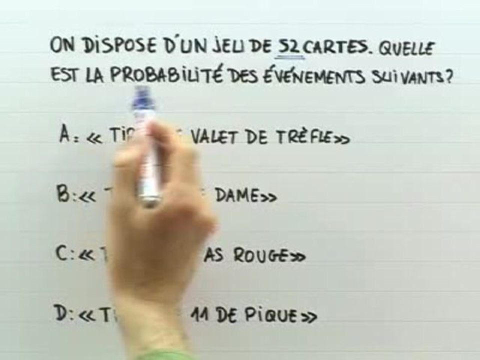Généralités et vocabulaire des probabilités - Exo 2 : énoncé