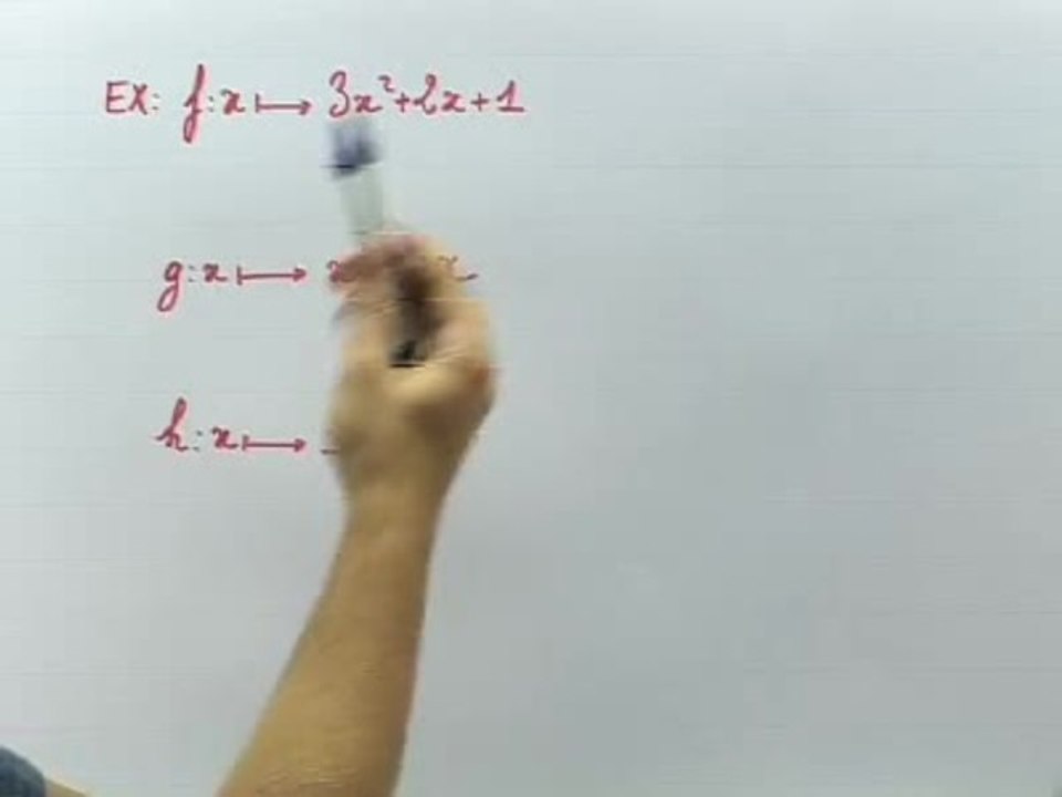 Les dérivées de fonctions sommes, produits, quotients - Exemple