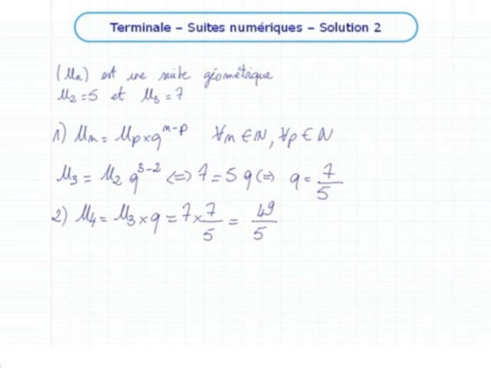 Les suites et la récurrence - Exo 2
