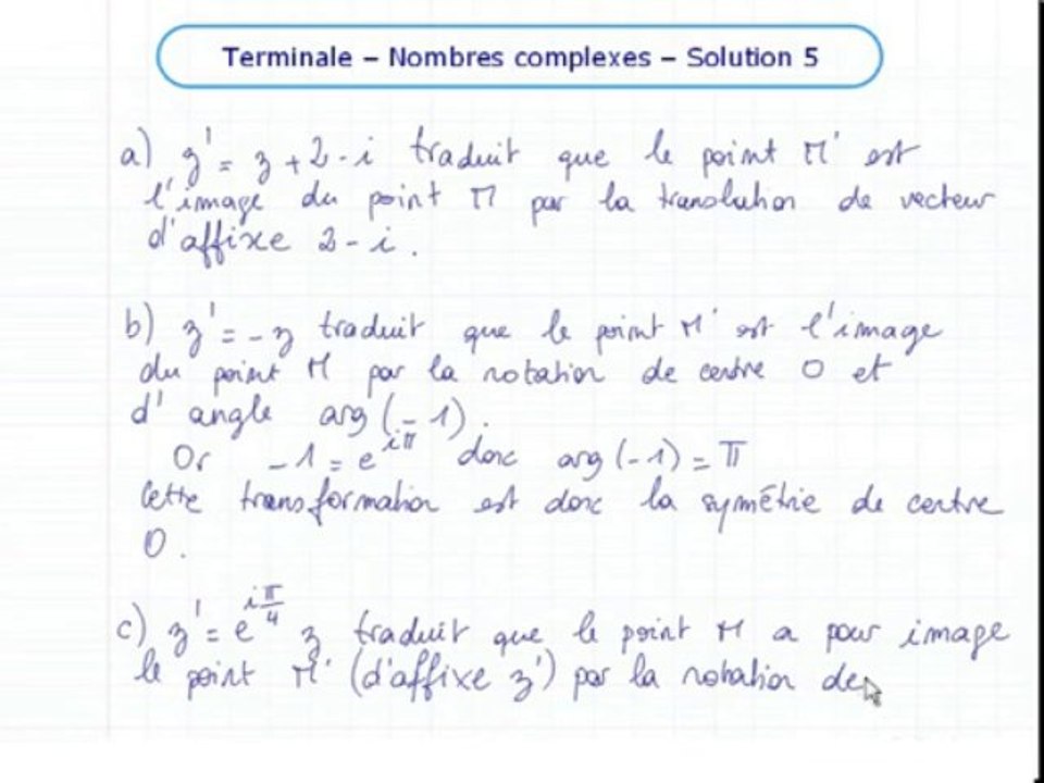 Les nombres complexes - Exo 5