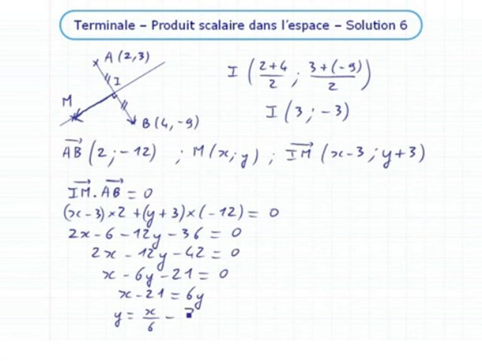Distance d'un point à un plan de l'espace - Exo 6