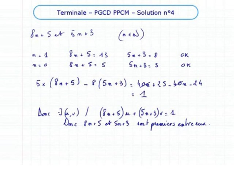 Le PGCD et le PPCM - Exo 4