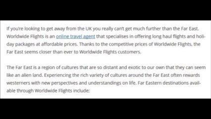 Worldwide flights - Far East getaways