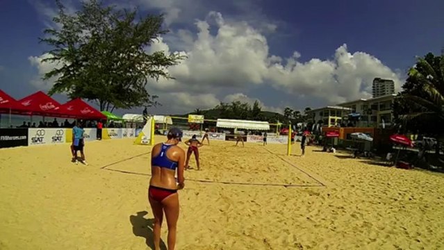 USA vs USA film 3 Day-Ross vs Carico Hugues 2:1 22-24 1er set beach-volley Thailande FIVB World Tour