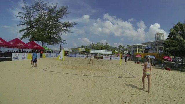 USA vs USA film 5 Day-Ross vs Carico Hugues 2:1 22-24 1er set beach-volley Thailande FIVB World Tour