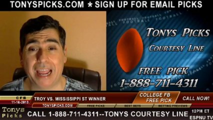 Download Video: Troy Trojans vs. Mississippi Rebels Pick Prediction College Football Betting Odds Preview 11-16-2013