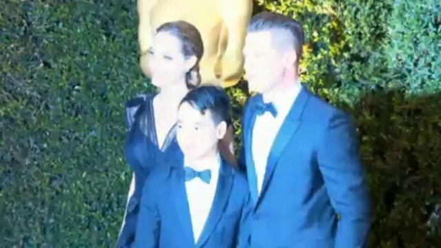 Angelina Jolie attends Governors Awards with Brad and Maddox