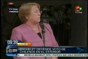 Pide Bachelet cambios en la ley chilena para voto en el extranjero