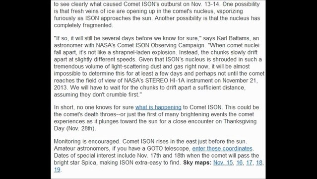 ALERT NEWS COMET ISON UPDATE November 16, 2013 Brightening +5.5