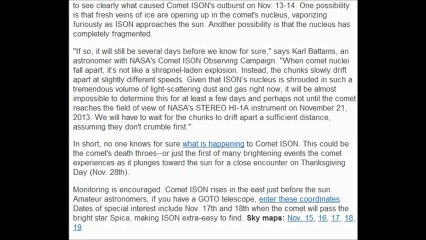 ALERT NEWS COMET ISON UPDATE November 16, 2013 Brightening +5.5