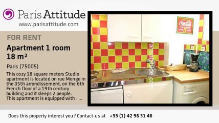 Studio Apartment for rent - Place Monge, Paris - Ref. 3835