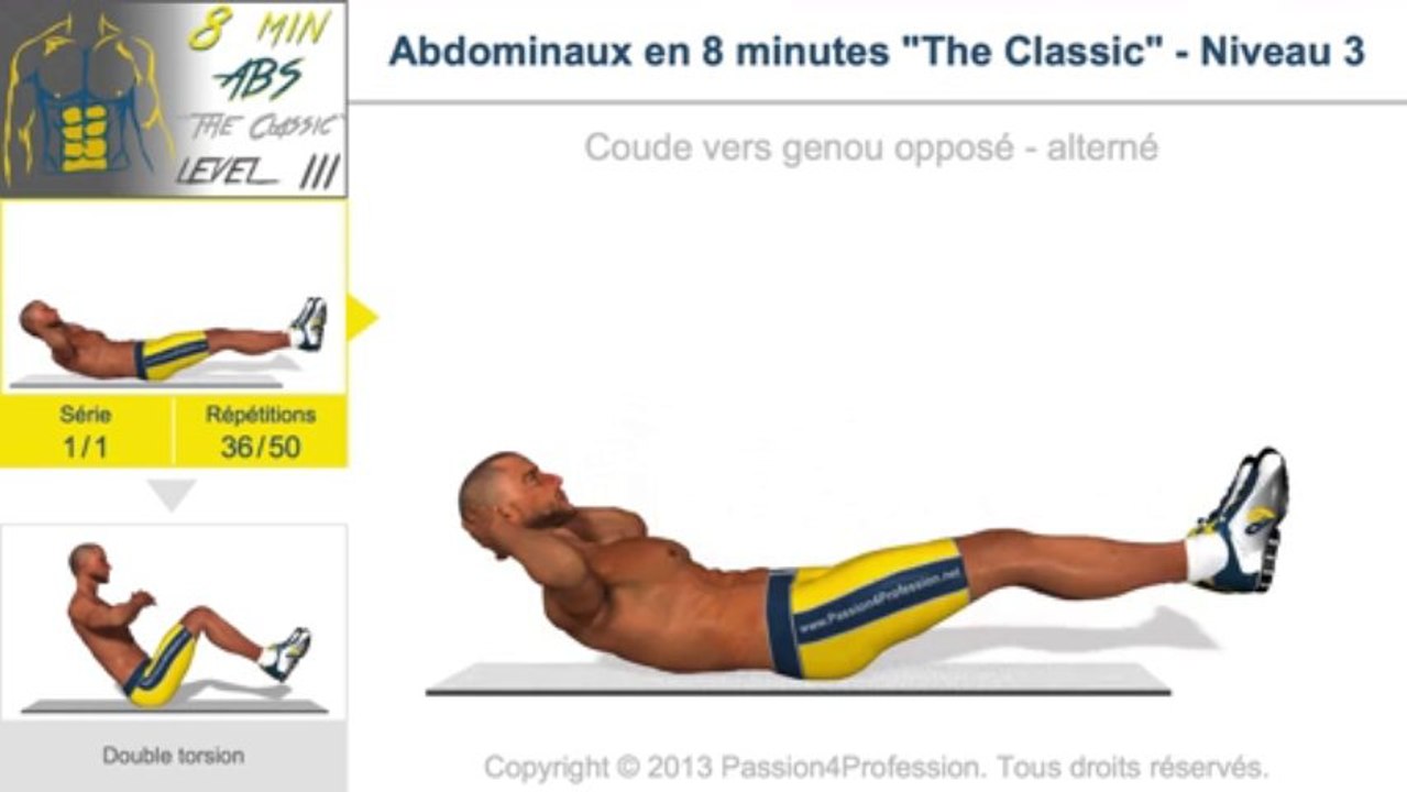 Abdominaux en 8 minutes "The Classic" - Niveau 3