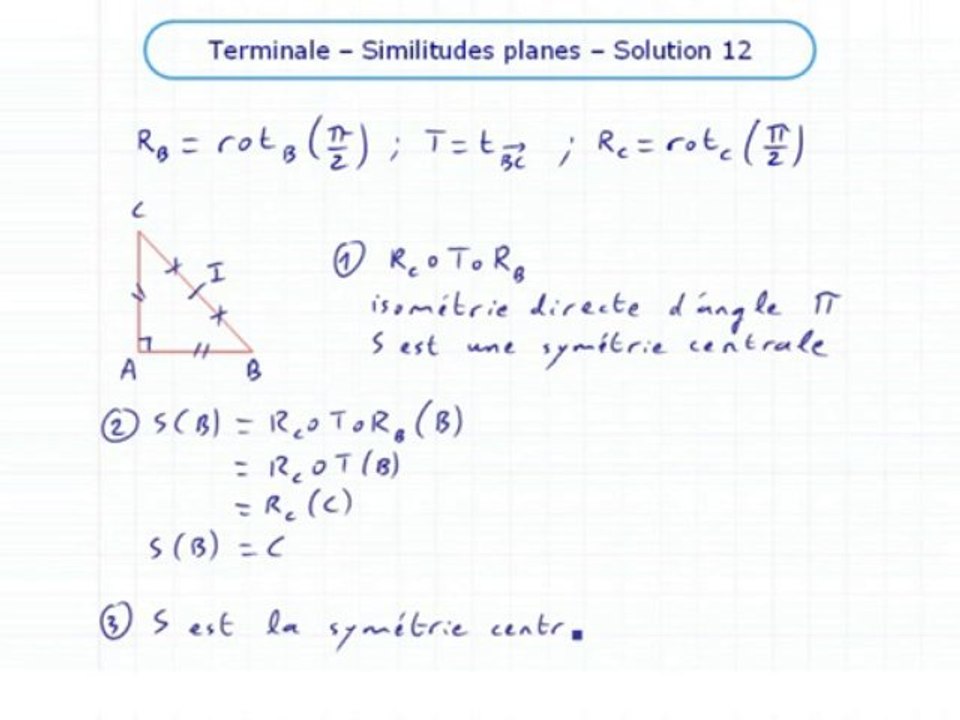 Les similitudes planes - Exo 12