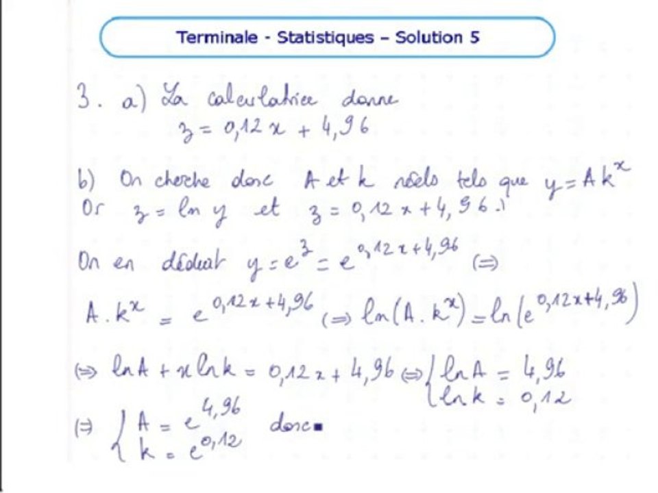 Les statistiques à deux variables - Exo 5