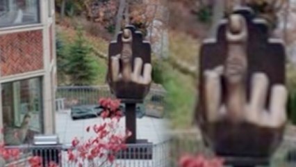 Man Builds Middle Finger Statue in Tribute to Cheating Ex-Wife