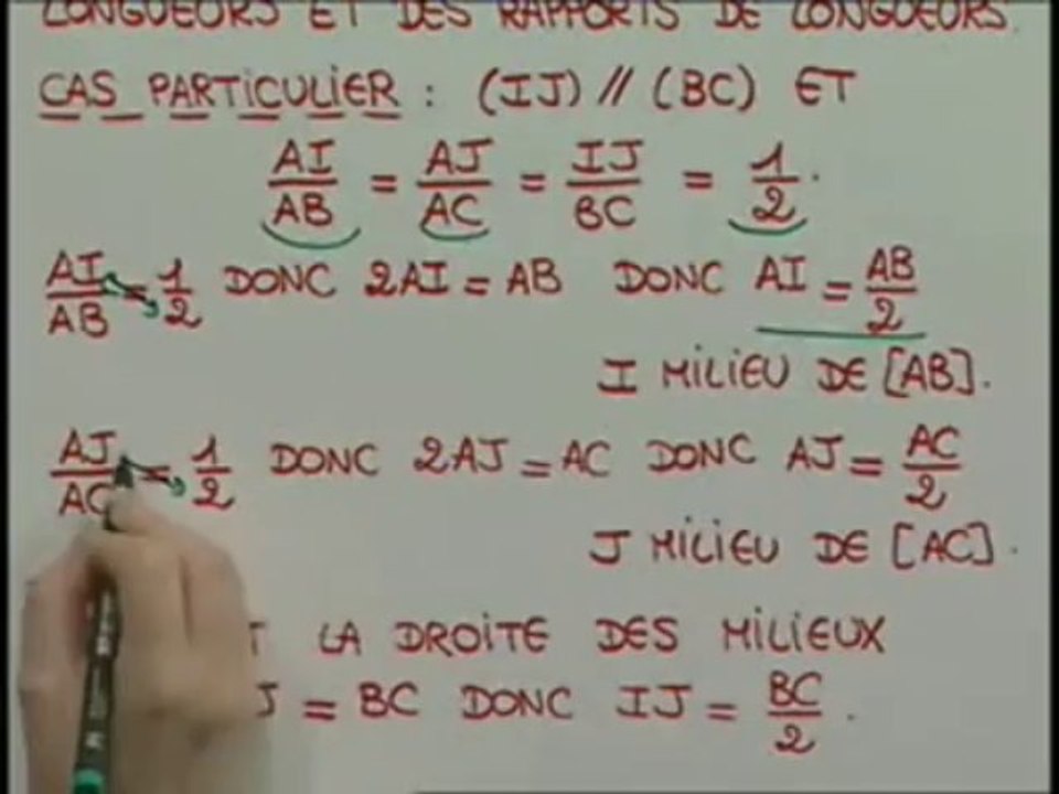 Cas particulier de la droite des milieux