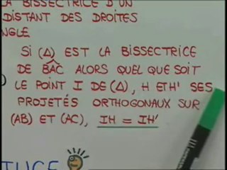 Les définitions et propriétés de la bissectrice