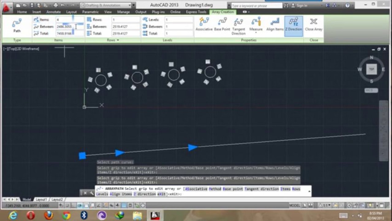 Autocad 2013 tutorial  array in hindi Urdu (32-50) By MNRAQ