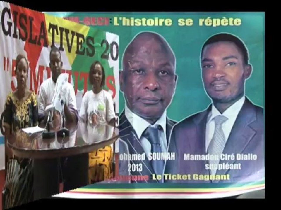 Aïssata Soumah, Pathé Barry et Belliba Kouyaté dans le journal de campagne lors des élections législatives du 28 septembre 2013 en Guinée