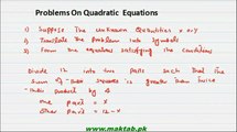 FSc Math Book1, CH 4, LEC 29: Problems on Quadratic Equations