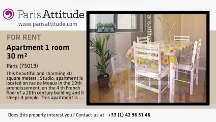 Studio Apartment for rent - Canal de l'Ourcq, Paris - Ref. 5703