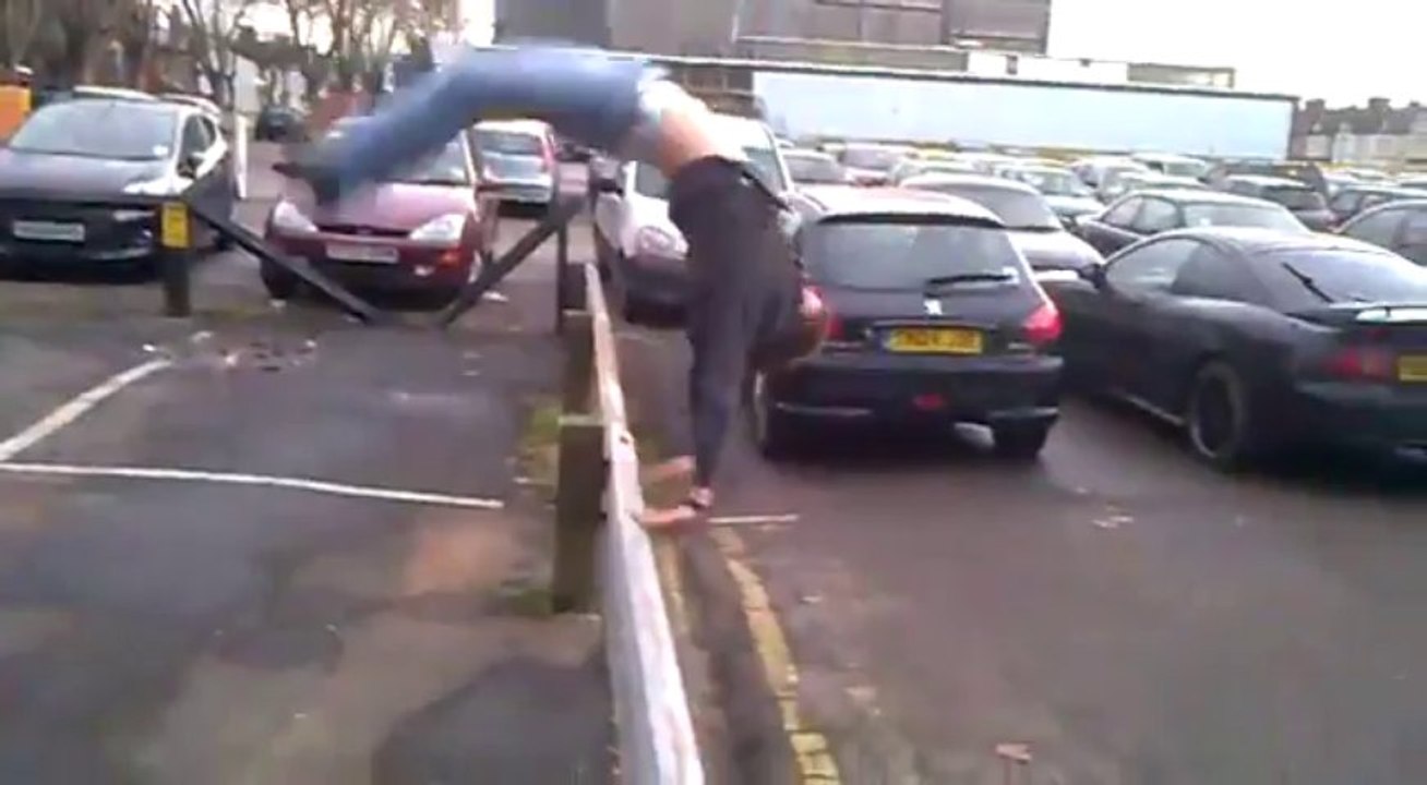 Video Handspring Guard Rail Fail - A Funny Video on KillSomeTime