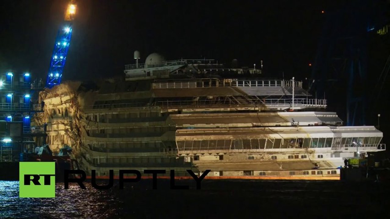 Video: Salvage of wrecked Costa Concordia cruise ship completed