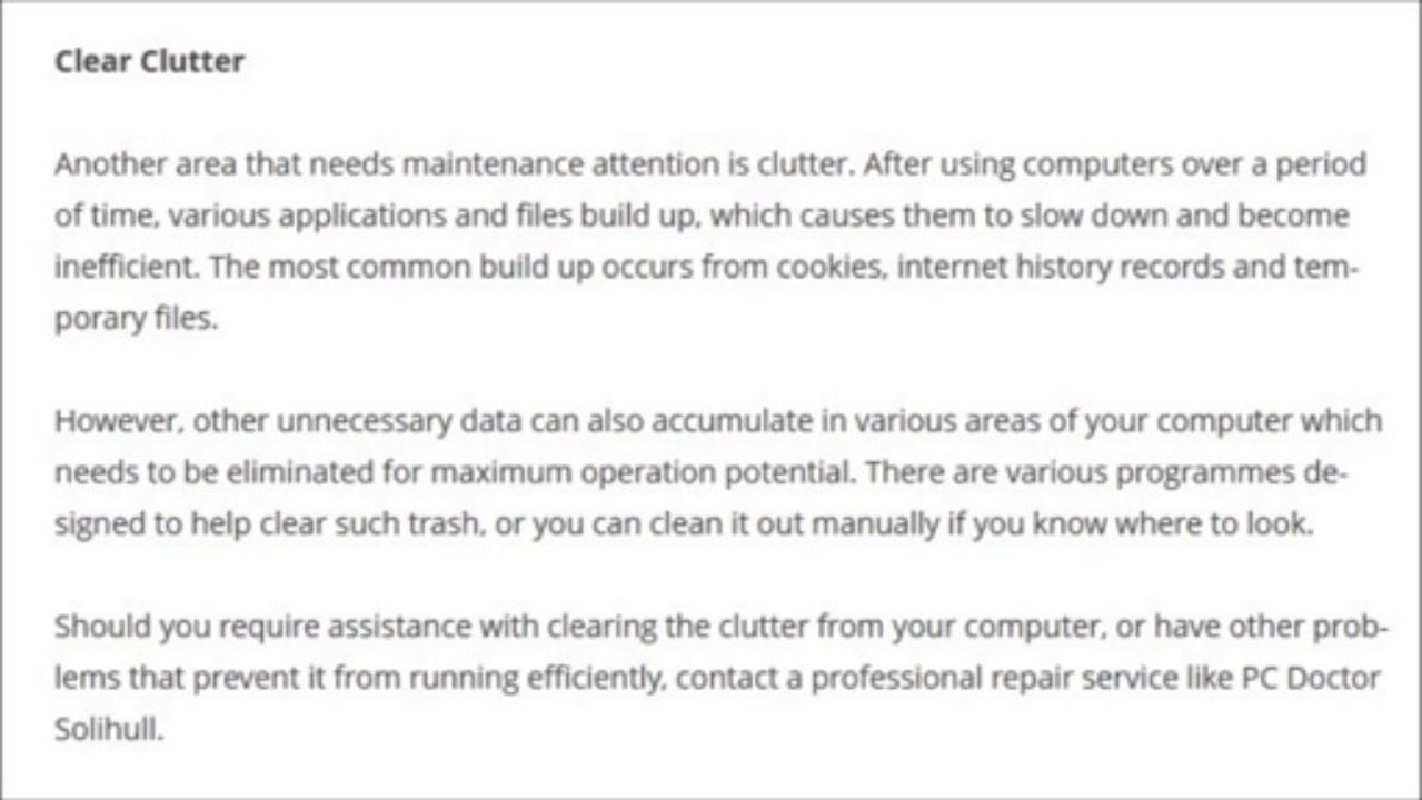 PC Doctor Solihull - Basic maintenance