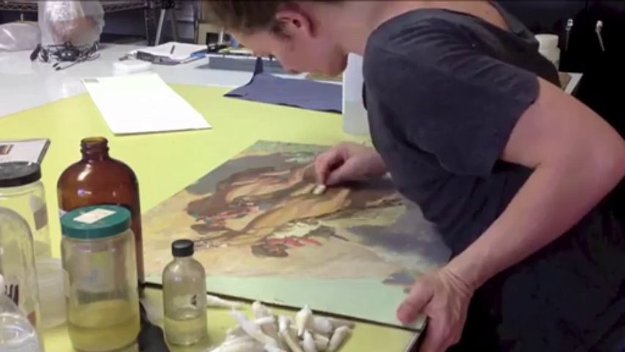 Cleaning a Painting by Maynard Dixon, Painting restoration and art conservation