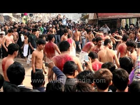Shia muslims performing the rituals of Muharram