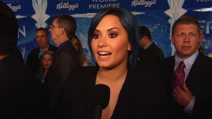 Demi Lovato Has Blue Hair On The "Frozen" Red Carpet