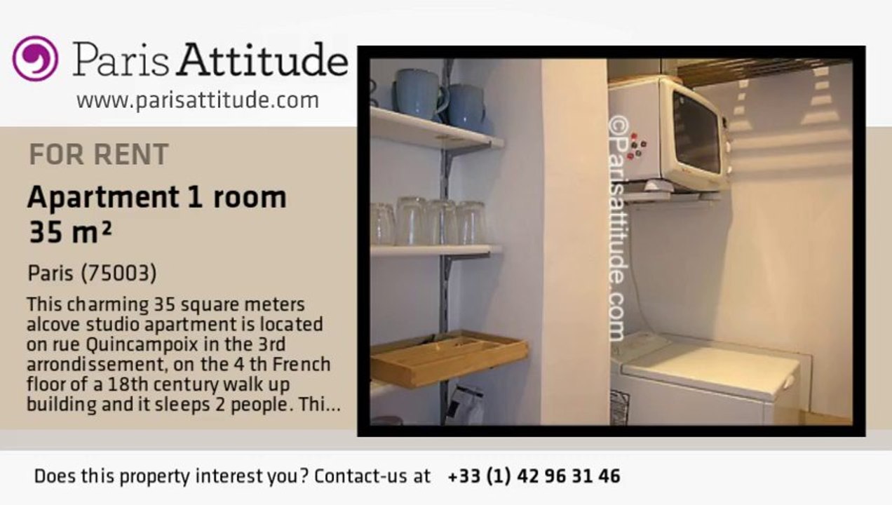 Alcove Studio Apartment for rent - Centre George Pompidou, Paris - Ref. 5760