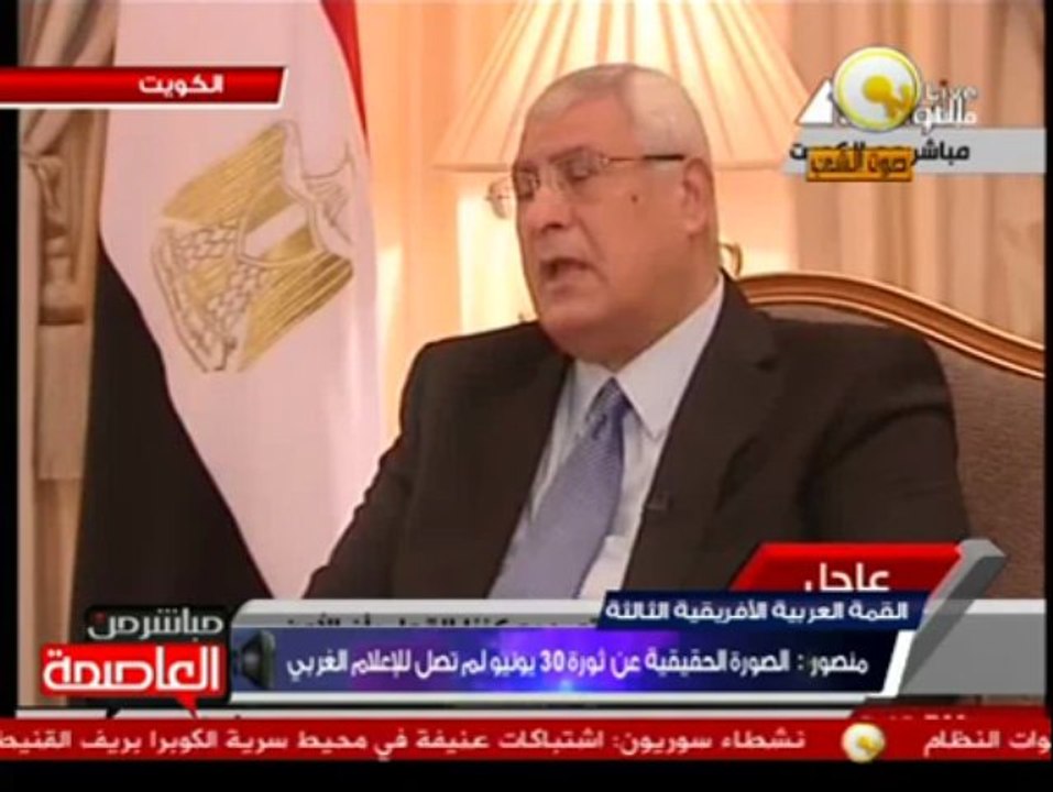 منصور: الصورة الحقيقية عن ثورة 30 يونيو لم تصل للإعلام الغربي
